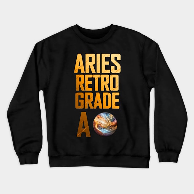 Aries Retro Grade A: Moon Mercury Fire Crewneck Sweatshirt by Angelic Gangster